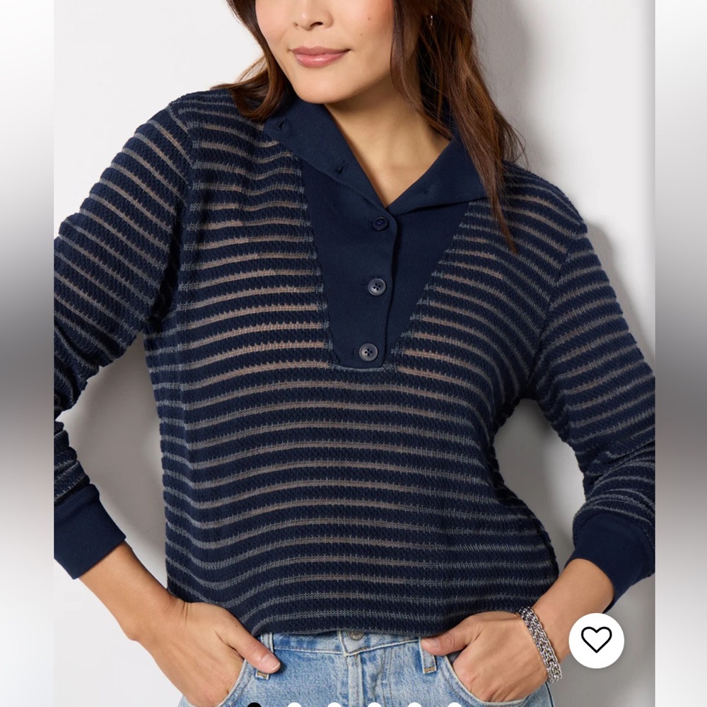 New! LA Made Evereve Wooland Pullover Navy Recycled Paper Medium